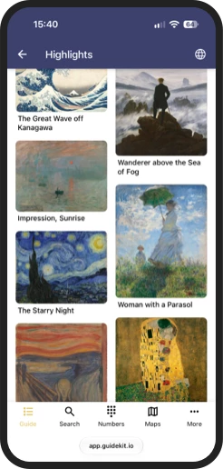 Media guide overview showing artworks as an image gallery